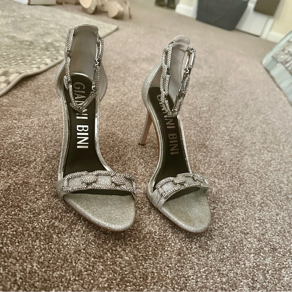 Rhinestone metallic chain ankle strap heels - Picture 8 of 8